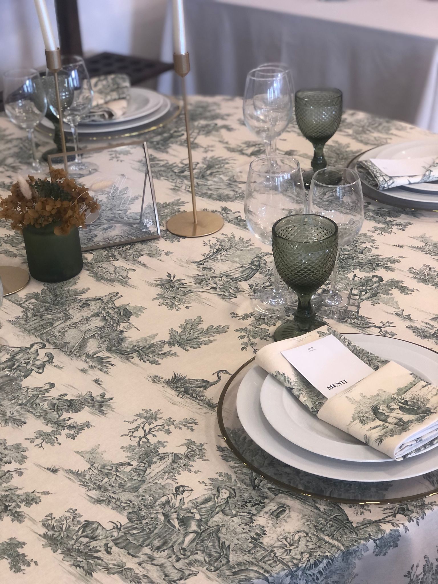 Toalha Toile de Jouy Preta