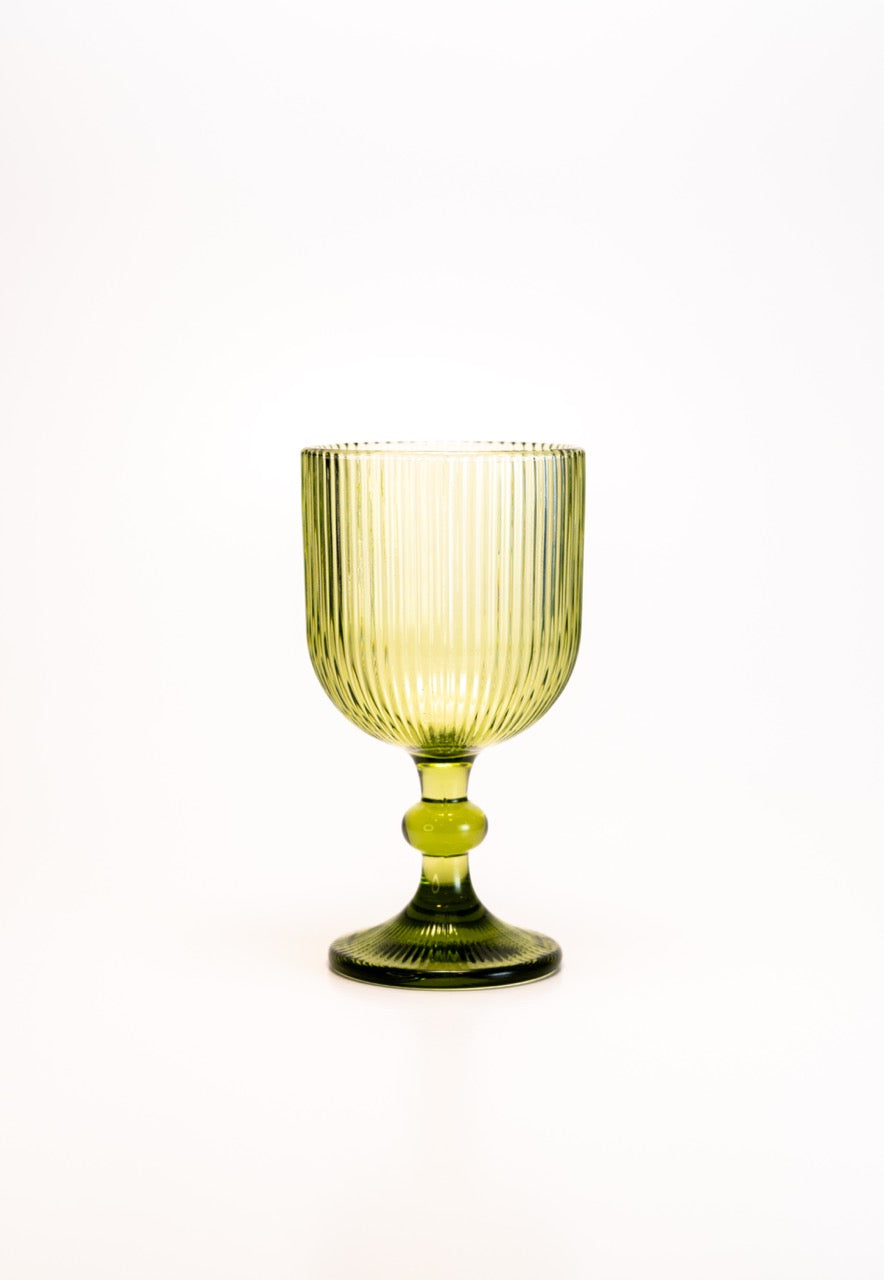 Copo de Riscas com pé Verde Azeitona