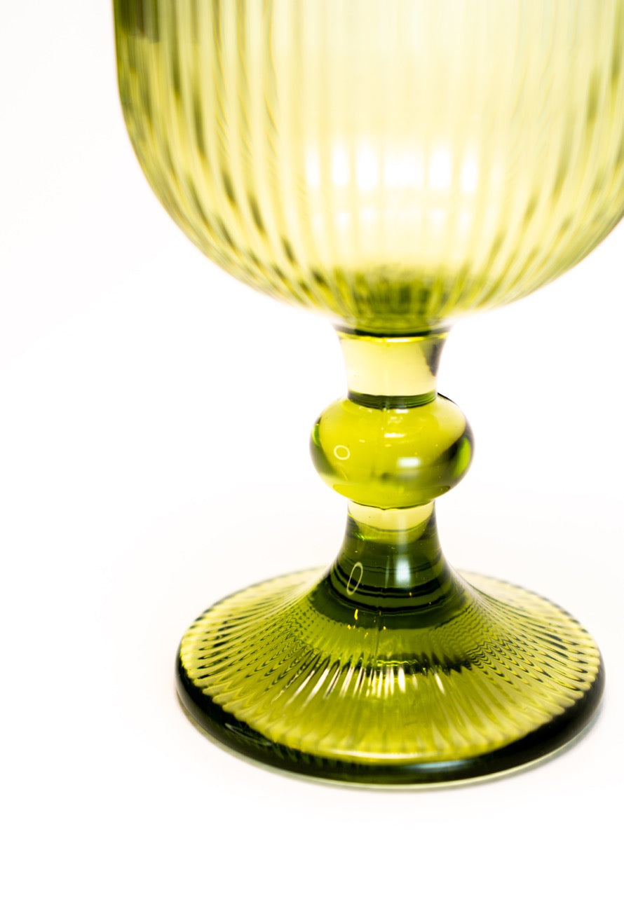 Copo de Riscas com pé Verde Azeitona