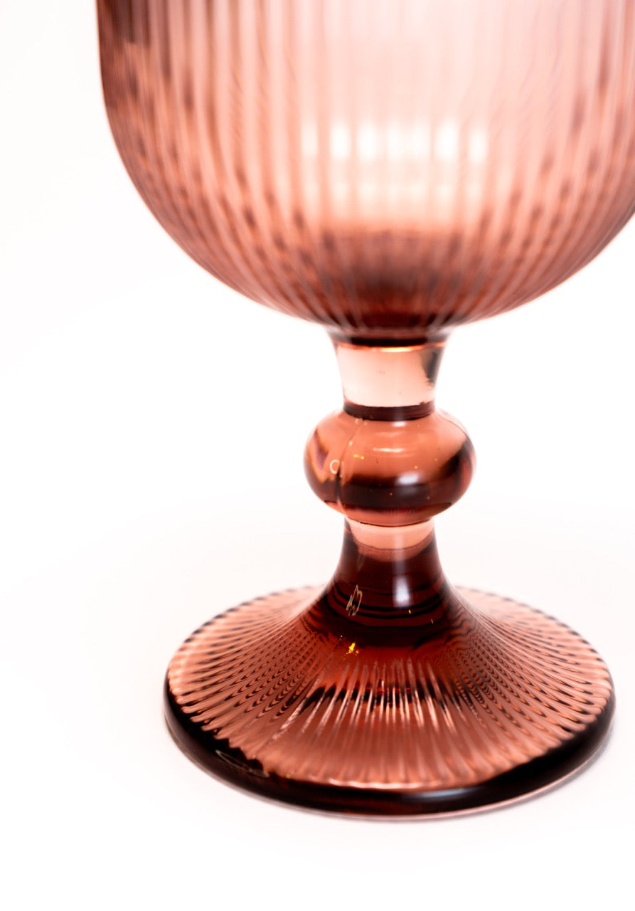 Copo de Riscas com pé Rosa Velho