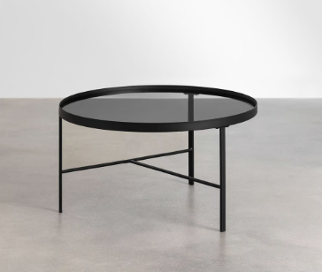 Mesa de Centro redonda preta vidro