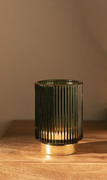 Porta Velas verde com dourado