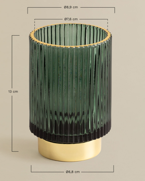 Porta Velas verde com dourado