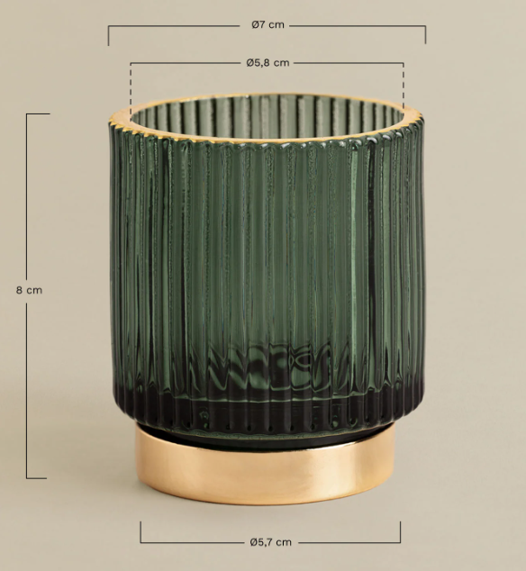 Porta Velas verde com dourado