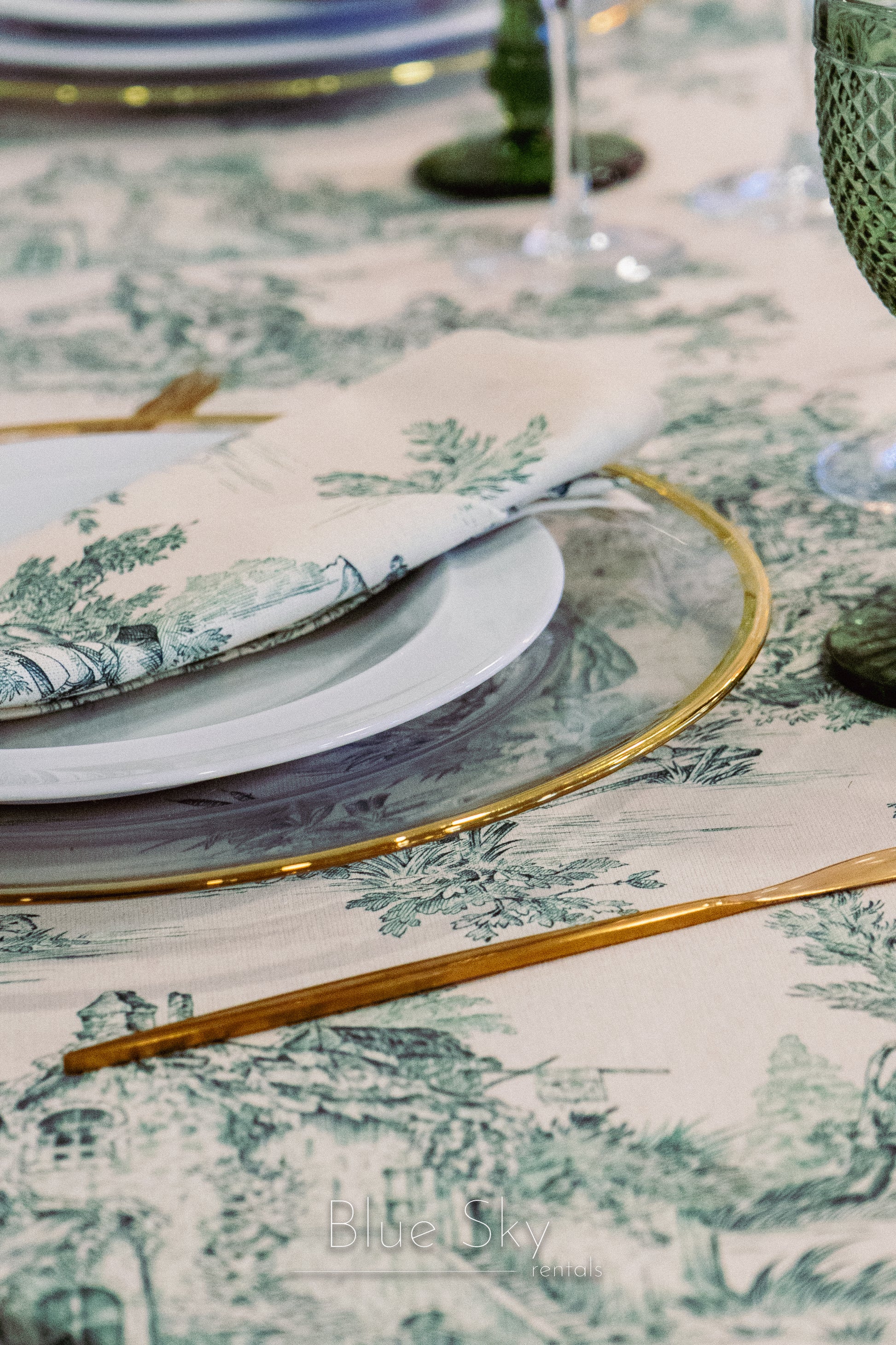 Toalha Toile de Jouy Verde