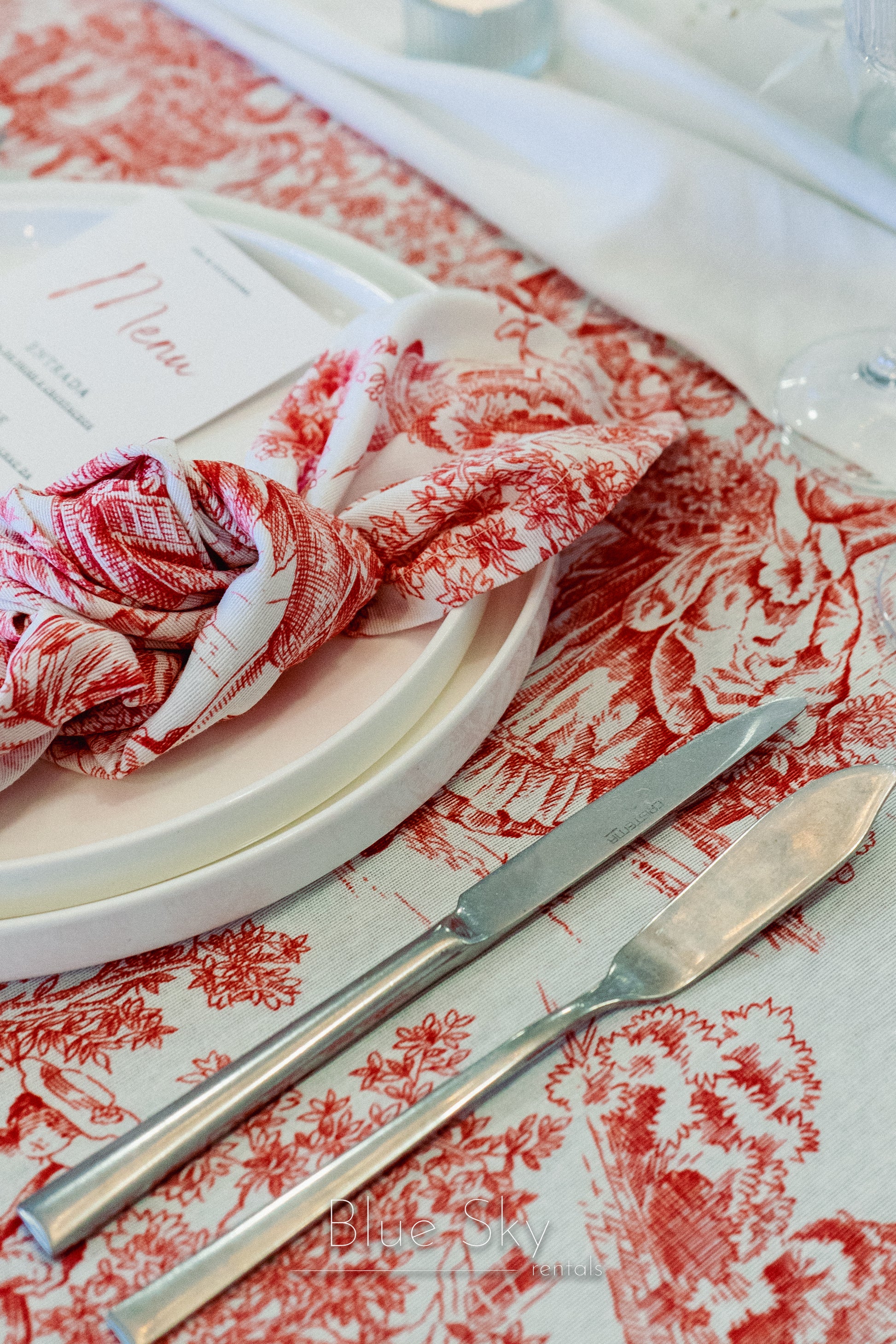 Guardanapo Toile de Jouy Vermelho