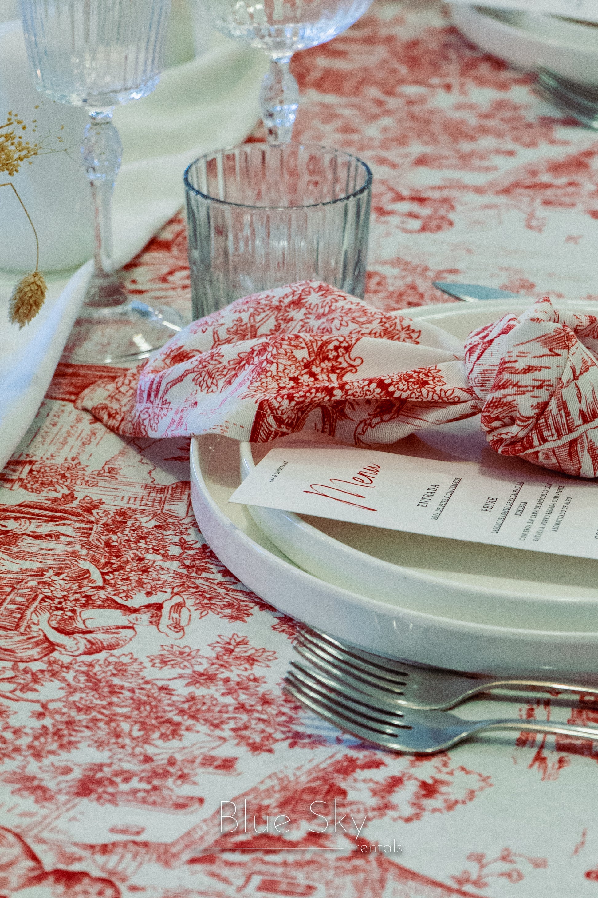 Guardanapo Toile de Jouy Vermelho