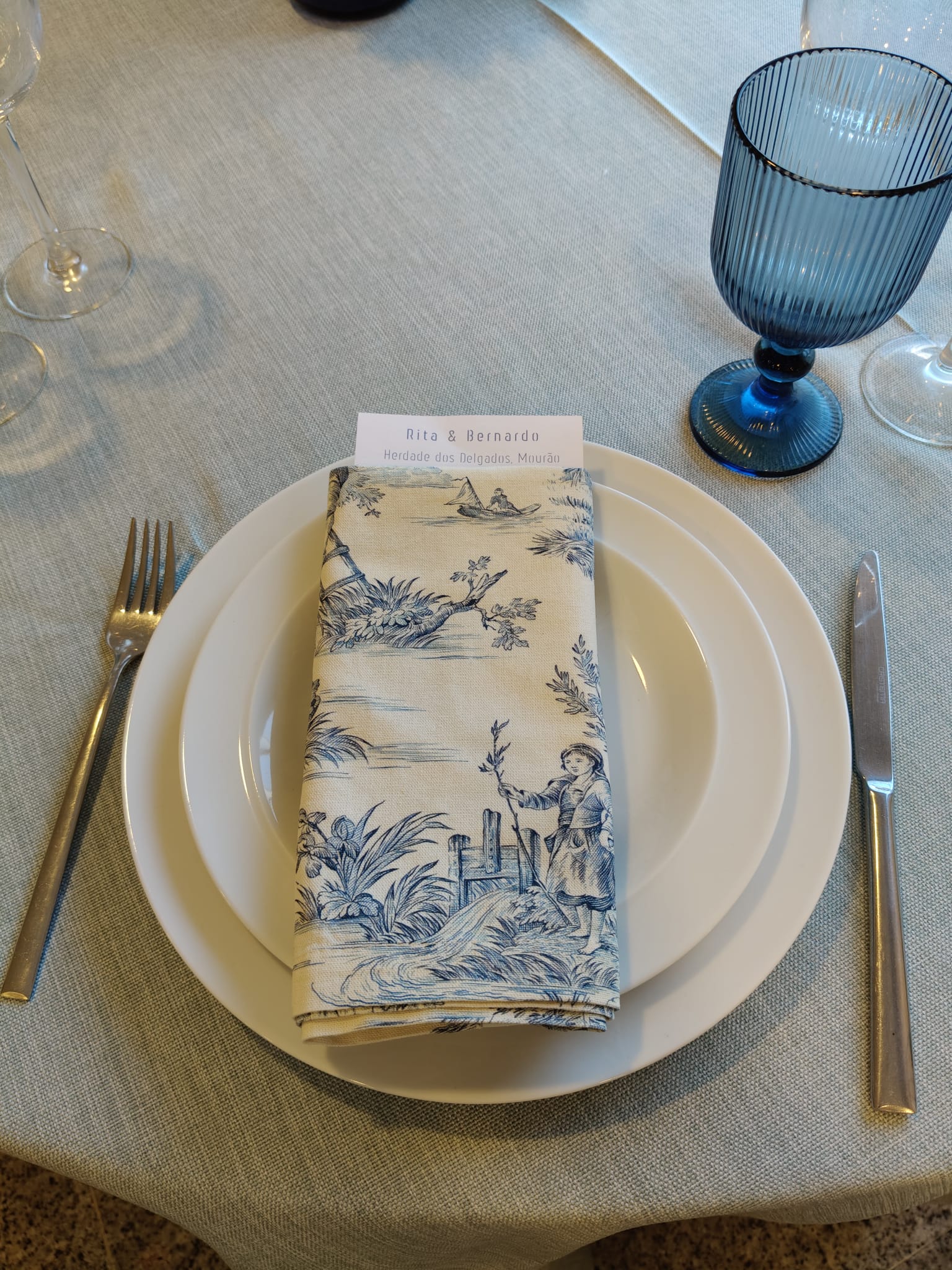 Guardanapo Toile de Jouy Azul