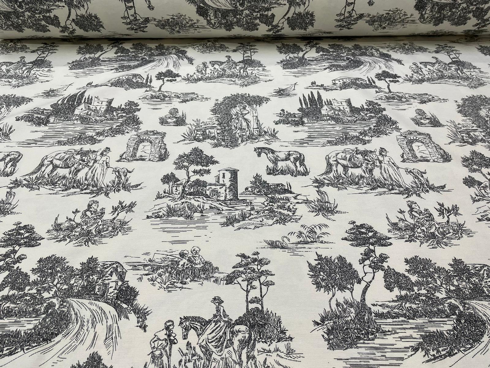 Toalha Toile de Jouy Preta
