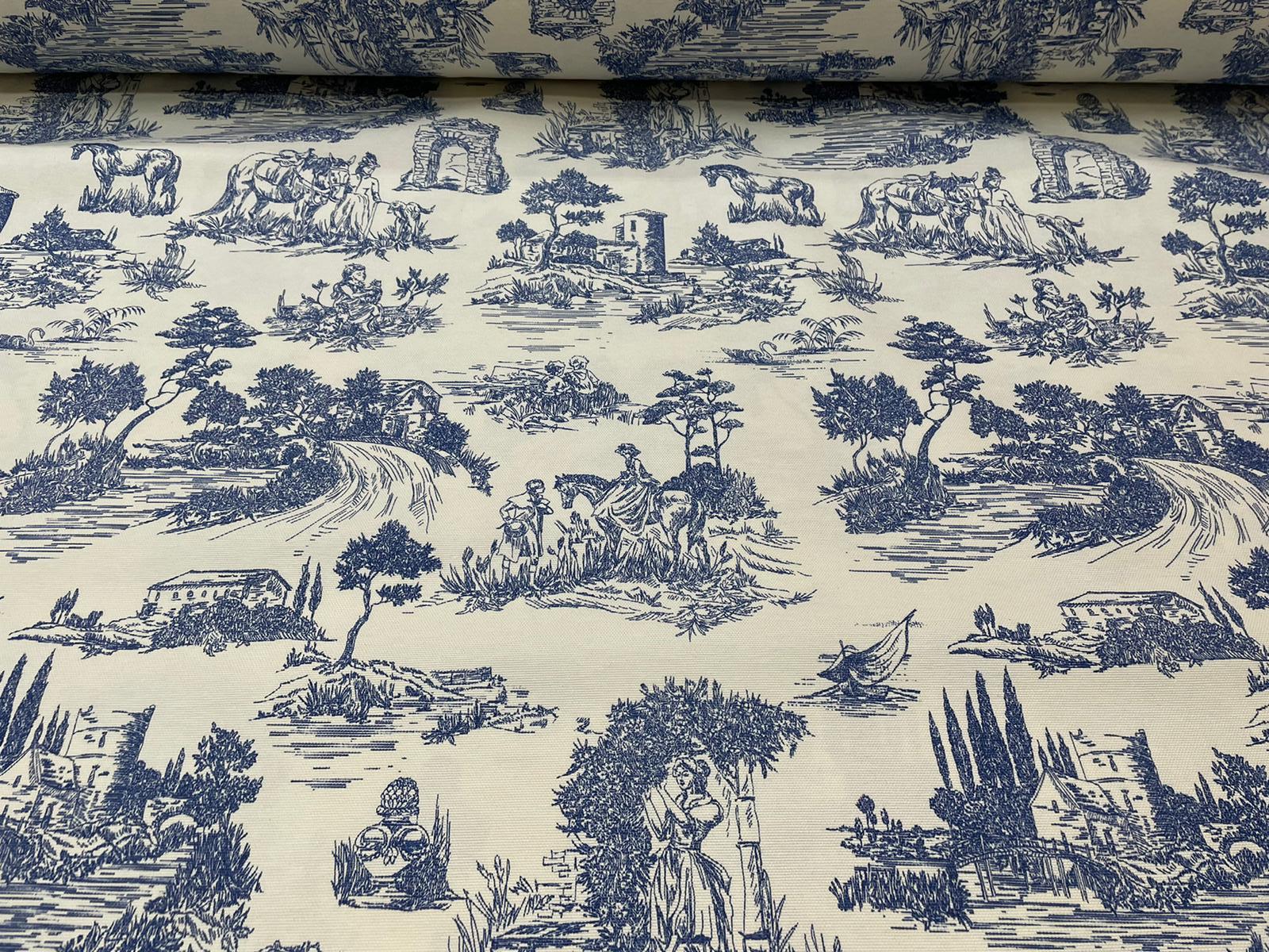 Toalha Toile de Jouy Azul