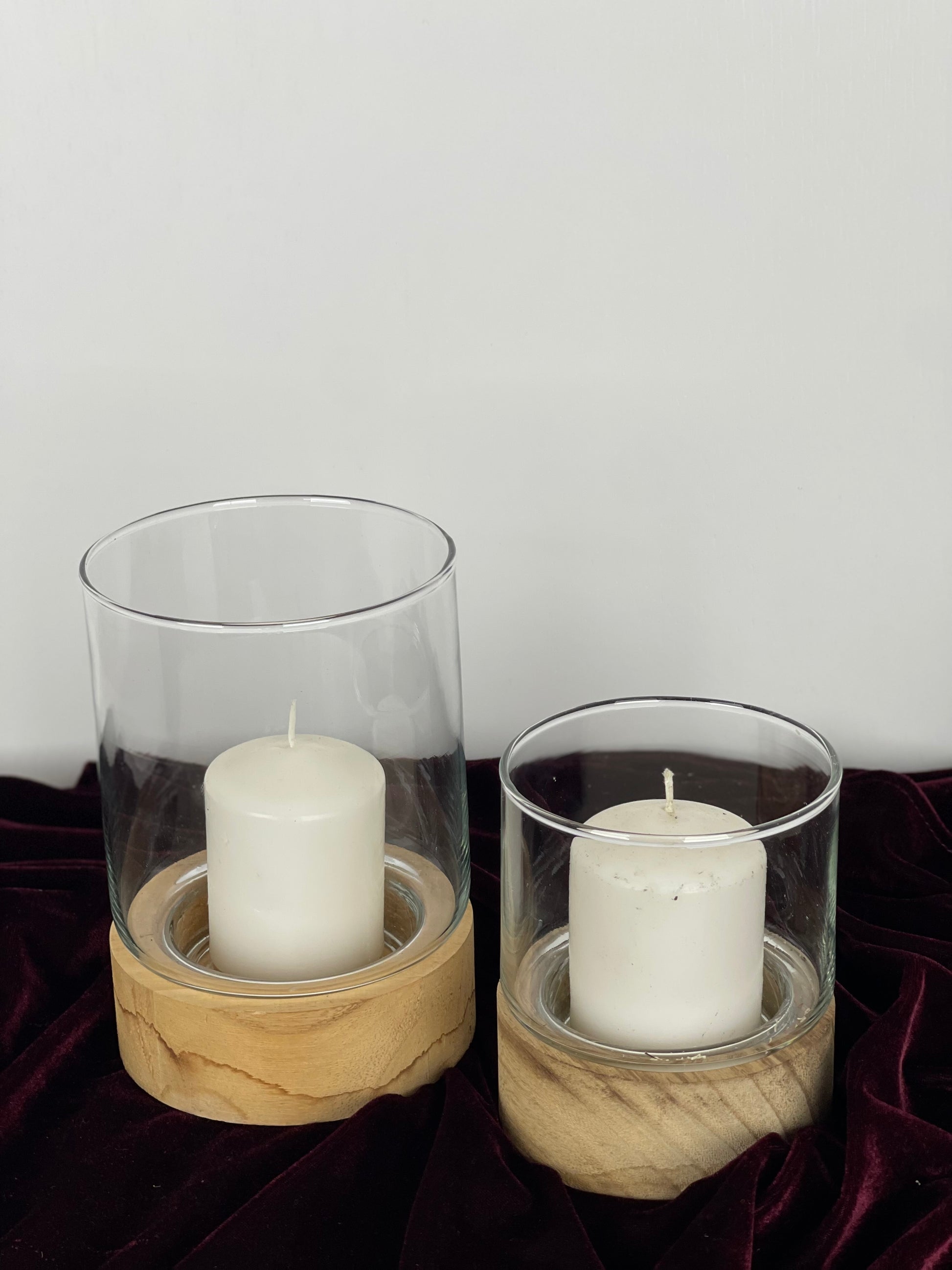 Porta Velas com Base Madeira
