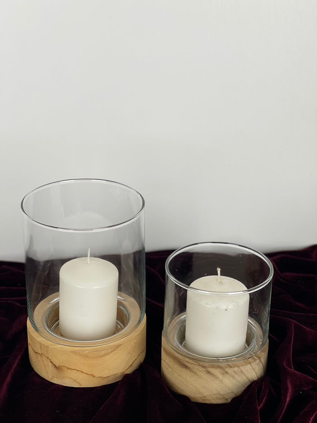 Porta Velas com Base Madeira