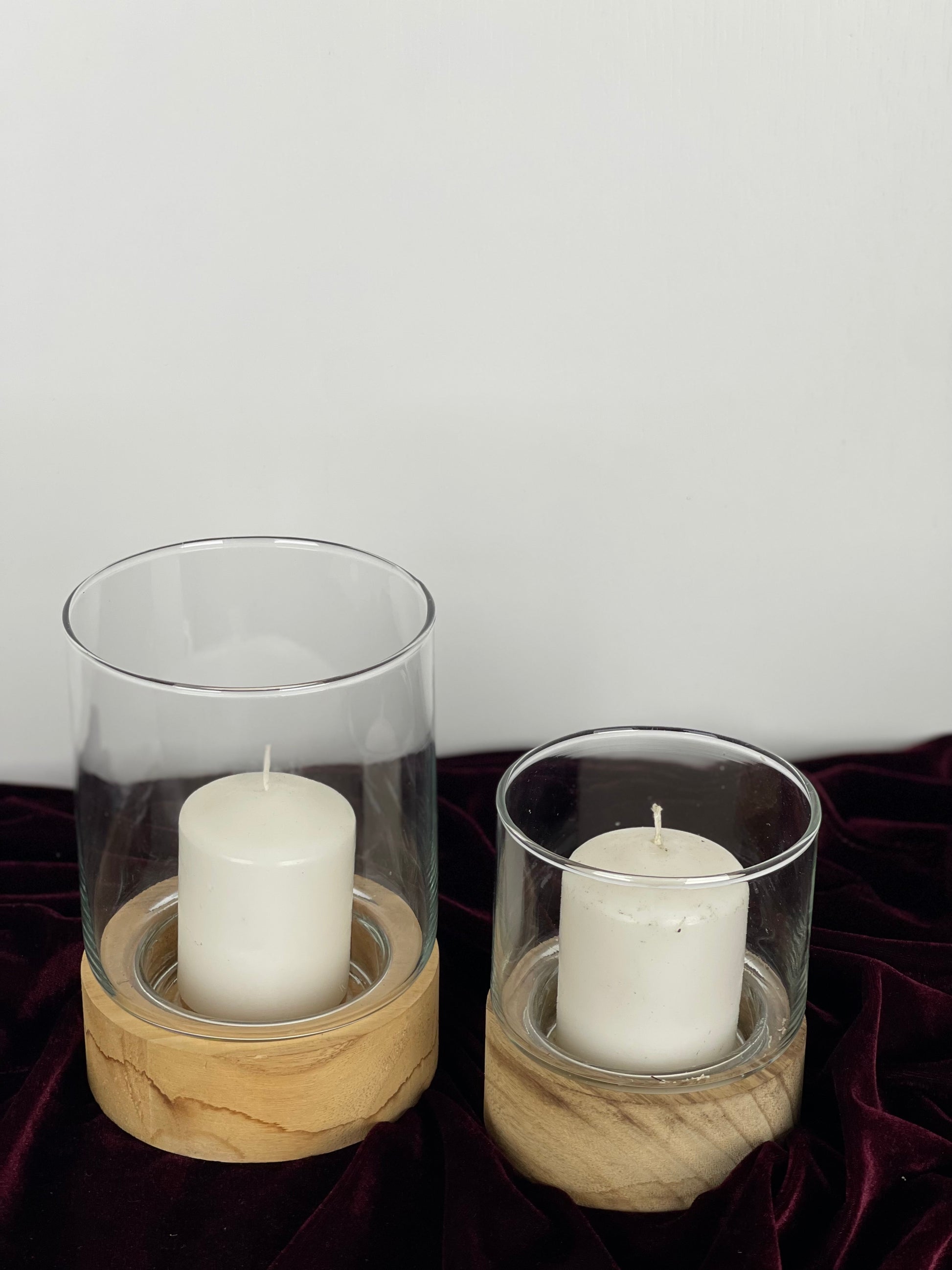 Porta Velas com Base Madeira