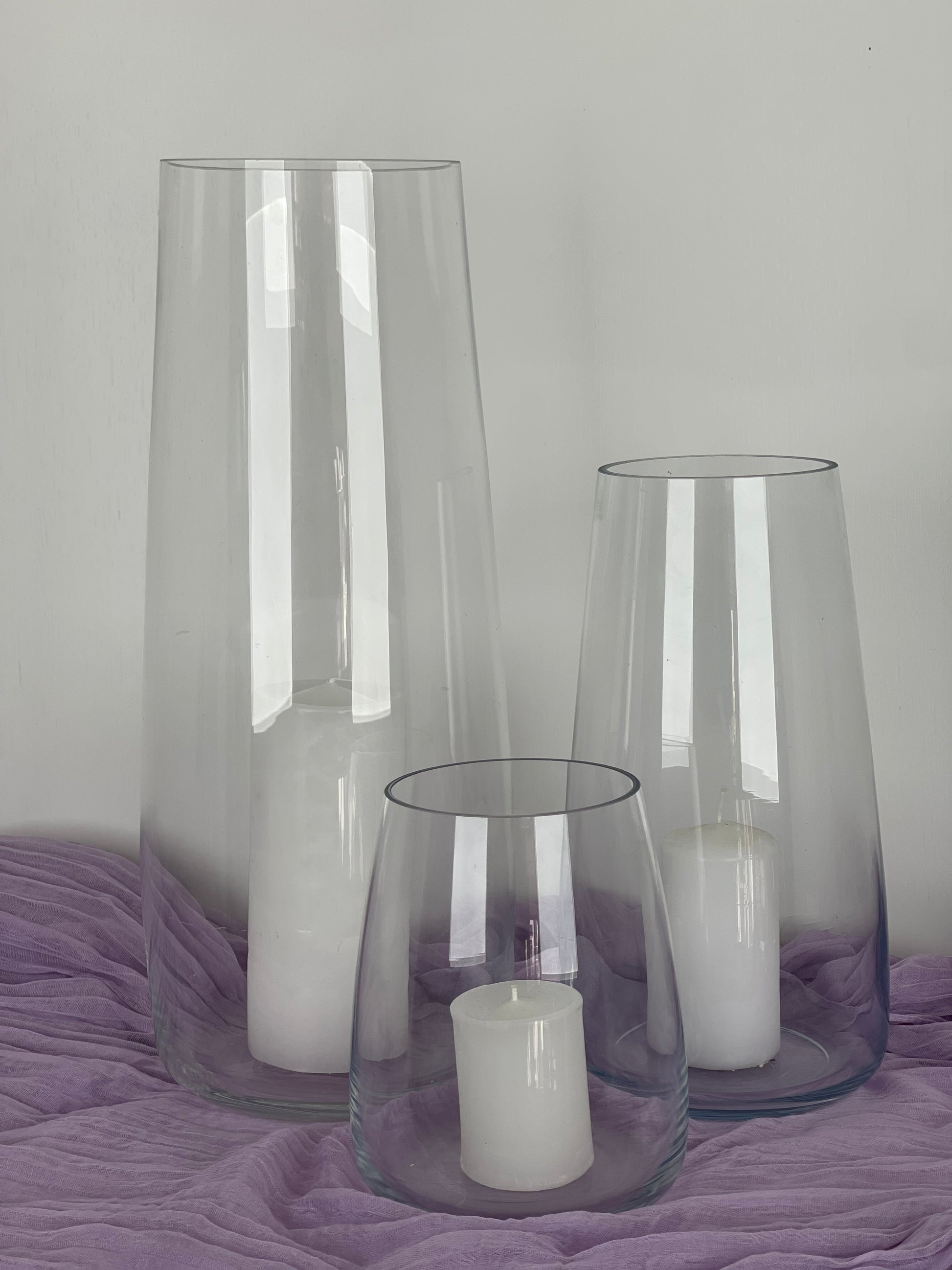 Porta Velas Ovais de Vidro