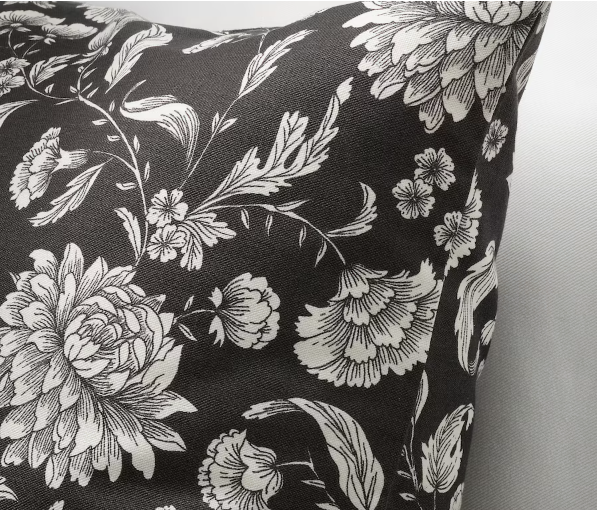 Coussin Fleurs Anthracite