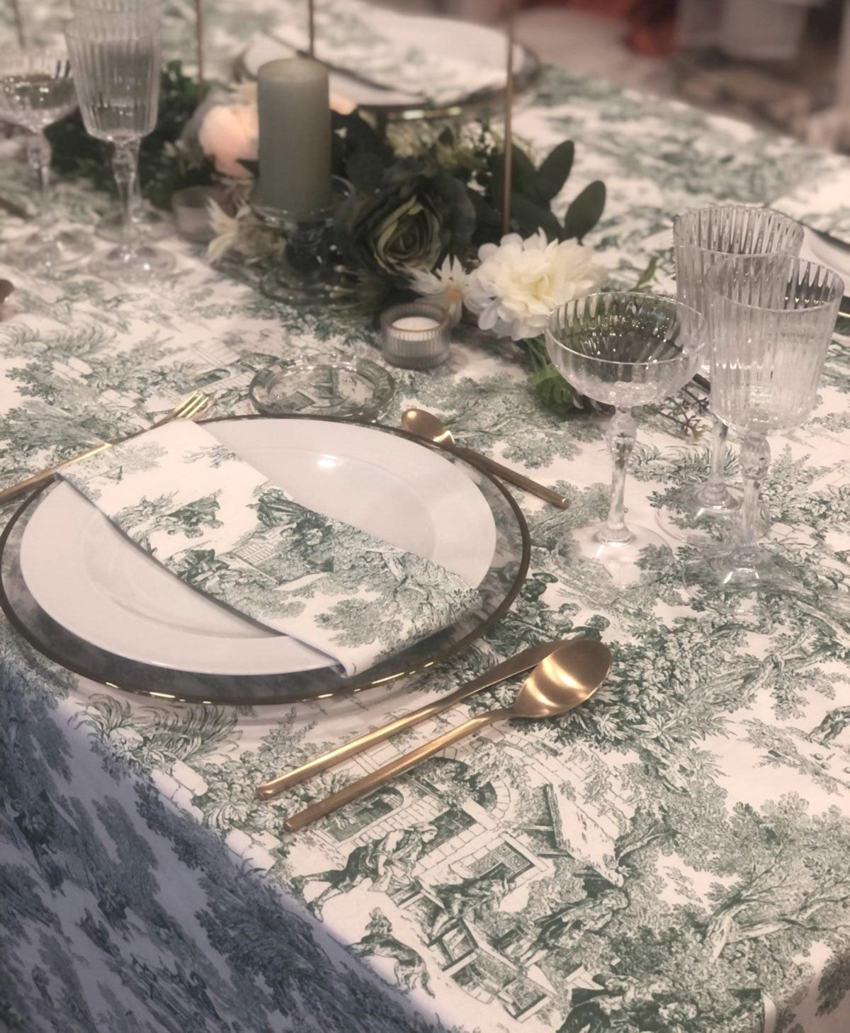 Toalha Toile de Jouy Verde