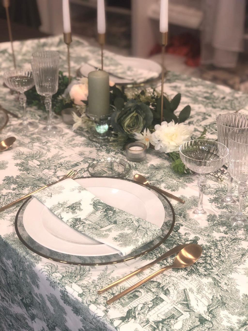 Toalha Toile de Jouy Verde