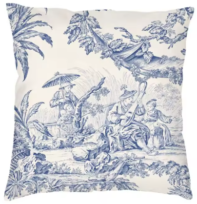 Almofada Toile de Jouy Azul