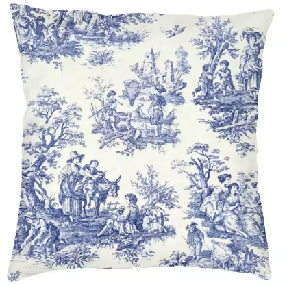Almofada Toile de Jouy Azul