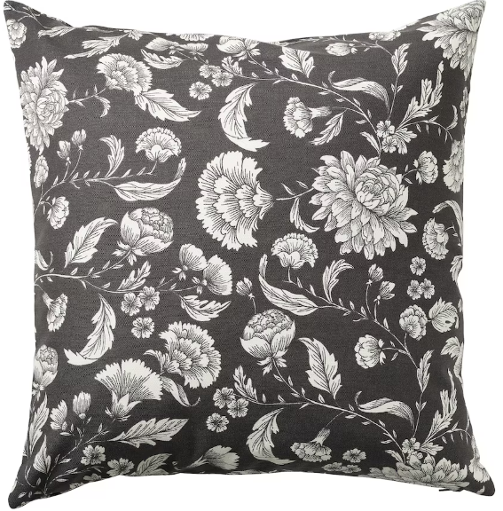 Coussin Fleurs Anthracite